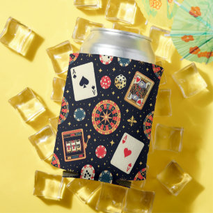 Porta-lata tema de padrão de cassino em preto