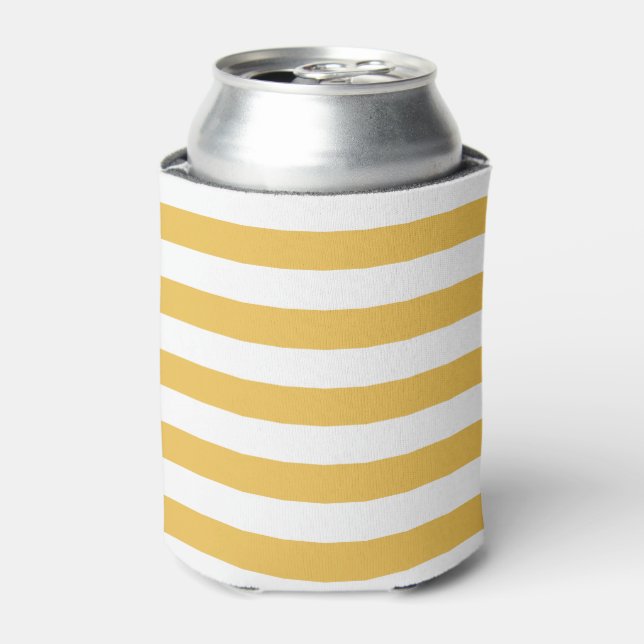 Porta-lata Tendy Yellow e White Wide Horizontal Stripes (Can Front)