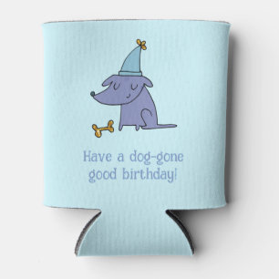 Porta-lata Tenha um Aniversário Muito Bom Cachorro com Chapéu