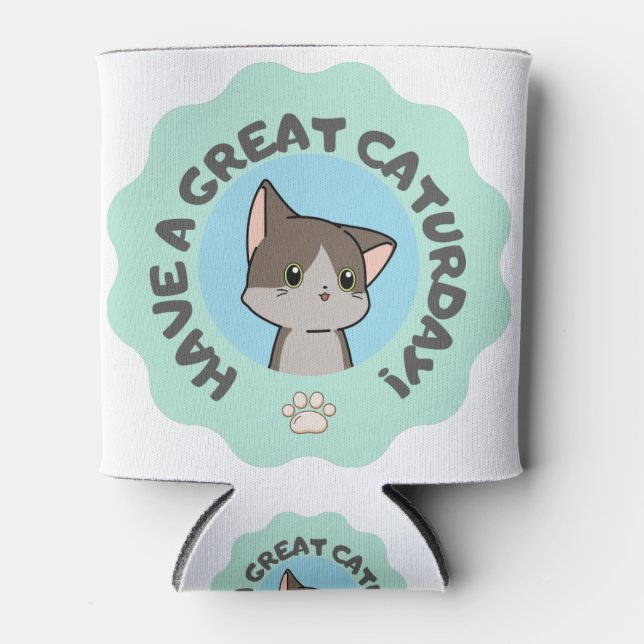 Porta-lata Tenha um excelente no sábado! Cartunista Blue Gree (Frente)