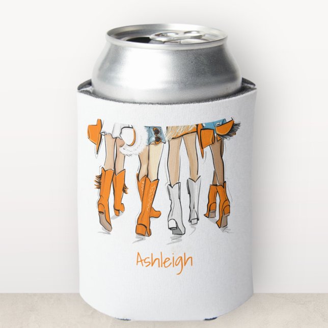 Porta-lata Tennessee Damas Cowboy Boots Orange Fashion Name (Criador carregado)