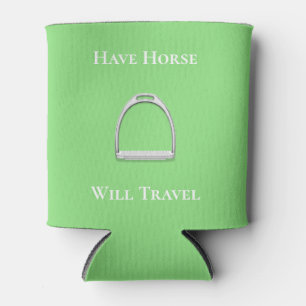 Porta-lata "Ter Viagem de Cavalo" Verde limão equestre