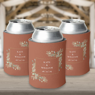 Porta-lata Terracota Verde Folhagem Para Lata de Cerveja