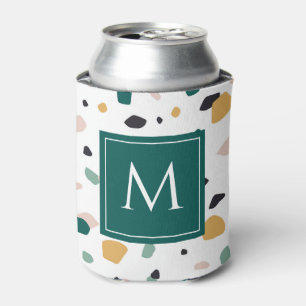 Porta-lata Terrazzo Monograma Verde Laranja Rosa Preto Padrão