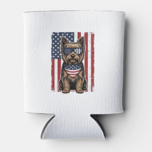 Porta-lata Terrier Patriótico Cão Bandeira Vintage Vetor Desi