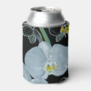 Porta-lata Teste padrão branco das orquídeas da aguarela