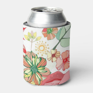 Porta-lata Teste padrão com flores vermelhas