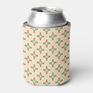 Porta-lata Teste padrão cor-de-rosa & verde floral da arte
