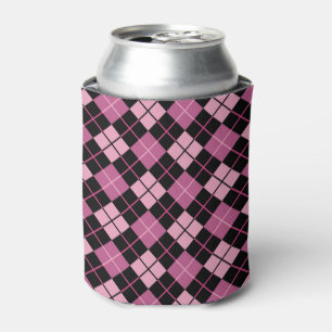 Porta-lata Teste padrão de Argyle no preto e no rosa