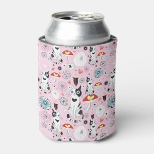Porta-lata teste padrão dos gatos e das flores