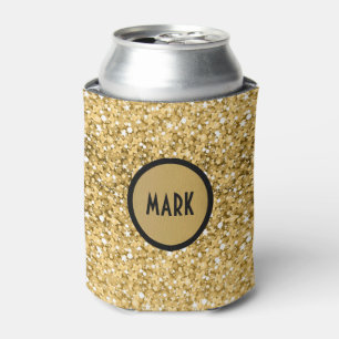 Porta-lata Teste padrão Dourado do brilho de Monogramed
