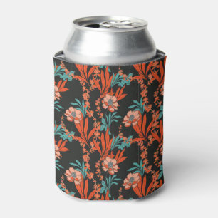 Porta-lata Teste padrão floral abstrato da laranja
