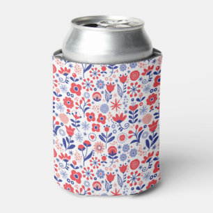 Porta-lata Teste padrão floral azul & coral