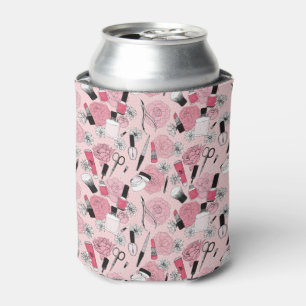 Porta-lata Teste padrão floral cor-de-rosa dos produtos de