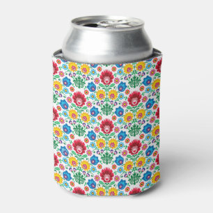 Porta-lata Teste padrão floral da arte popular do coração