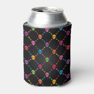 Porta-lata Teste padrão multicolorido com crânios
