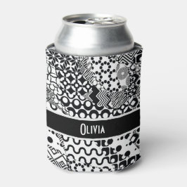 Porta-lata Teste padrão preto & branco personalizado, louco 7