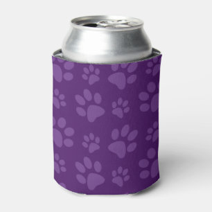 Porta-lata Teste padrão roxo do impressão da pata do cão