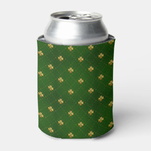 Porta-lata Teste padrão verde dourado do trevo