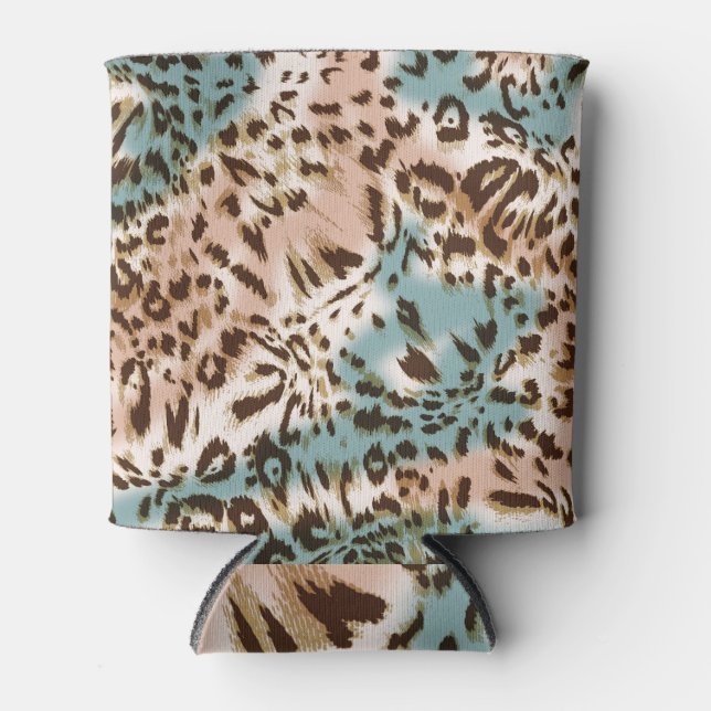 Porta-lata Têxtil De Leopardo: Legança De Padrão Selvagem. (Frente)