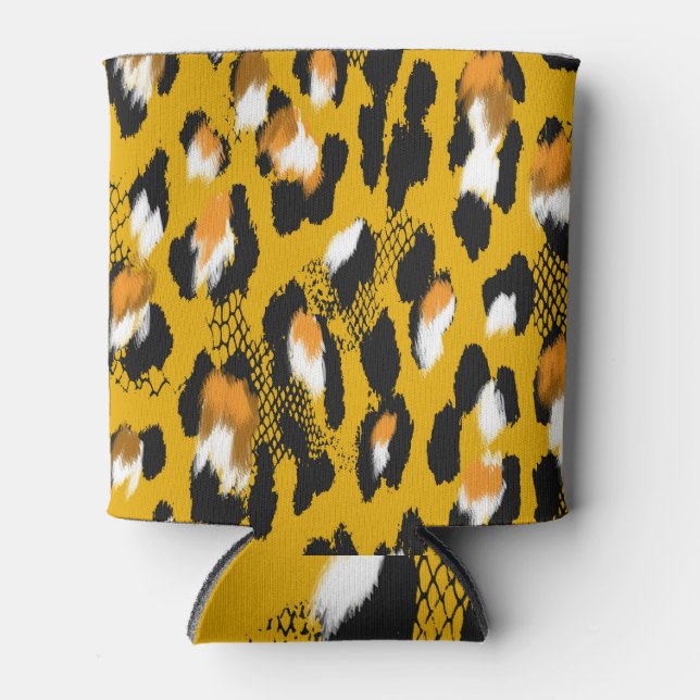 Porta-lata Texto do Leopardo Fundo de Impressão de Animais (Frente)