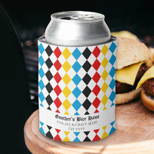 Porta-lata Texto Personalizado da Oktoberfest Azul Preto Verm