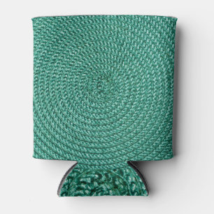Porta-lata Textura artificial de tecido verde trançada.