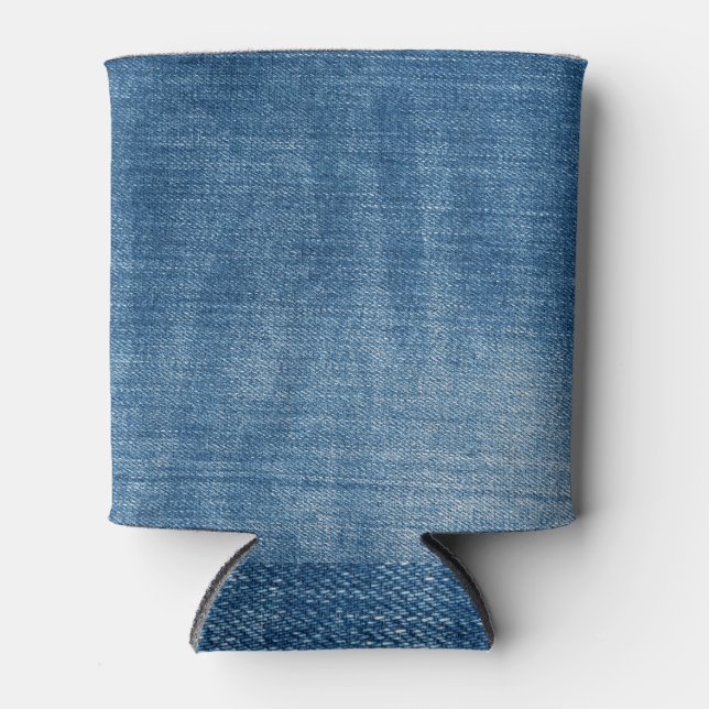 Porta-lata Textura de jeans de denim azul de fechamento (Frente)