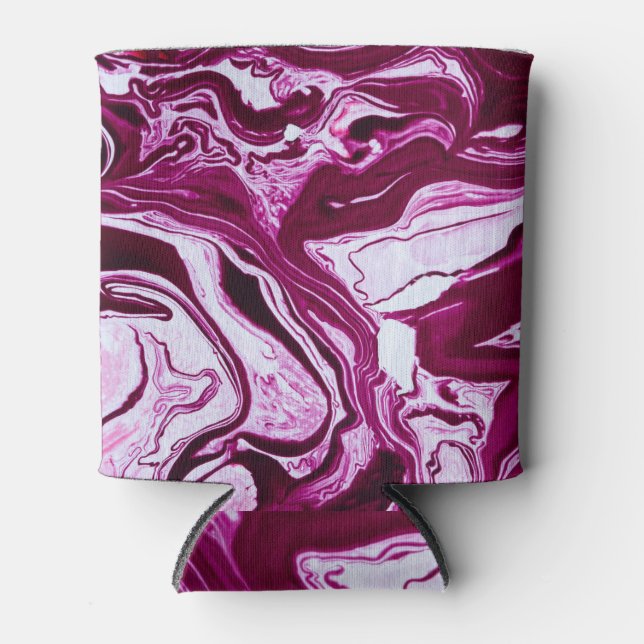 Porta-lata Textura de mármore magenta: arte Abstrato de fluid (Frente)