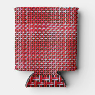 Porta-lata Textura de Rattan do Wicker Red Bamboo