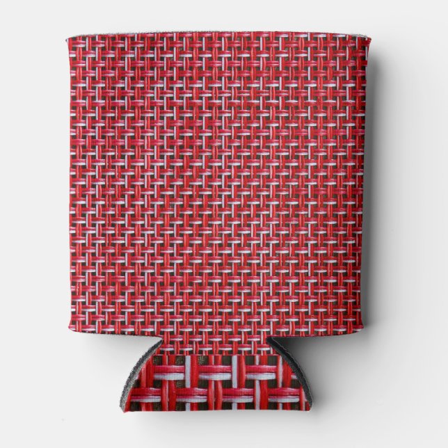 Porta-lata Textura de Rattan do Wicker Red Bamboo (Frente)