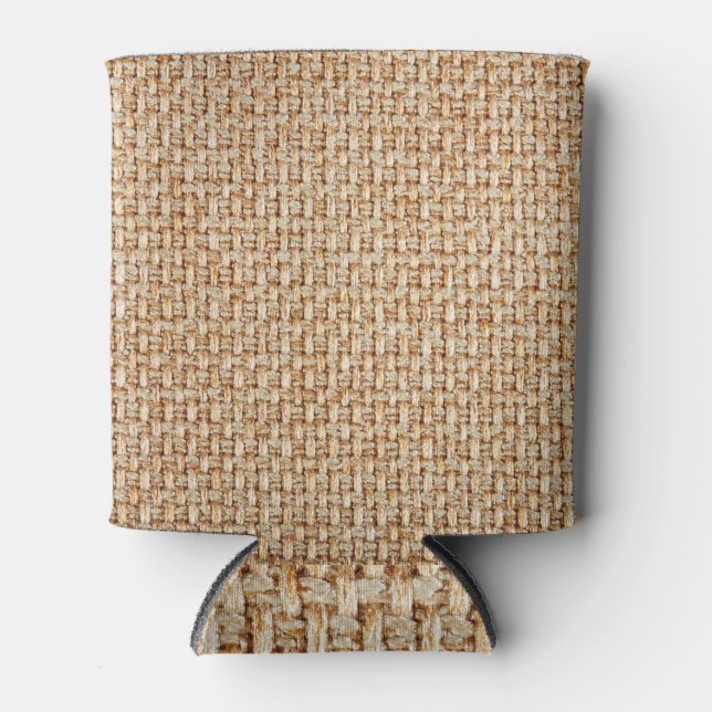 Porta-lata Textura de tecido de gingham amarelo-claro. (Frente)