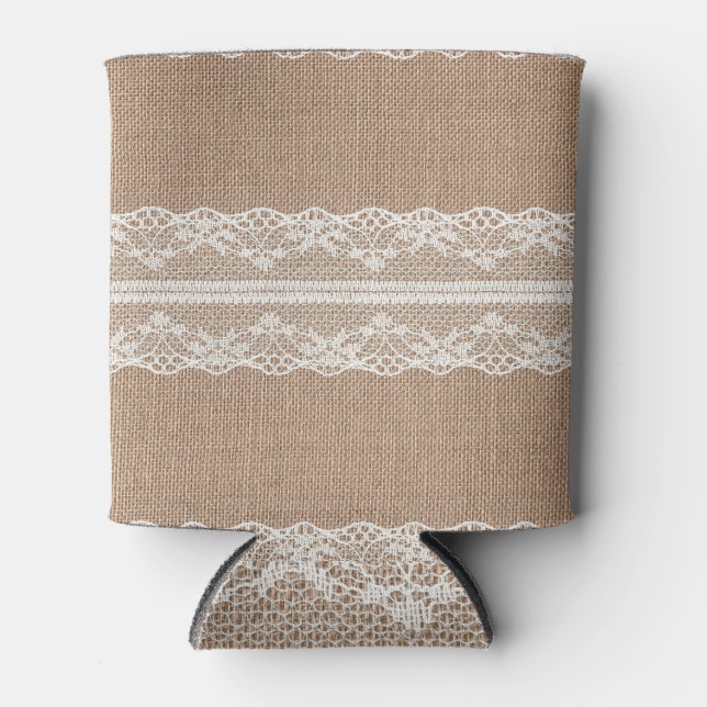 Porta-lata Textura Do Lace Escuro Burlap (Frente)