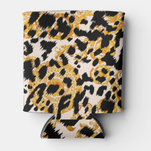 Porta-lata Textura leopardo: padrão barroco-ouro.