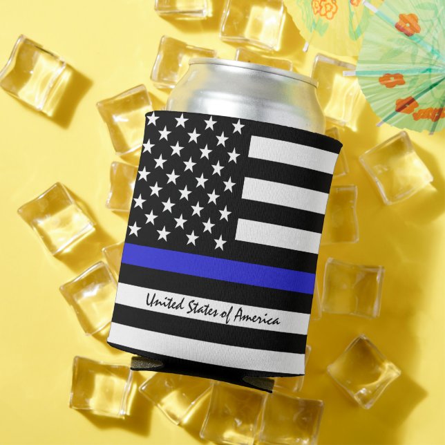 Porta-lata Thin Blue Line e polícia de bandeira americana / e (Verão in situ)