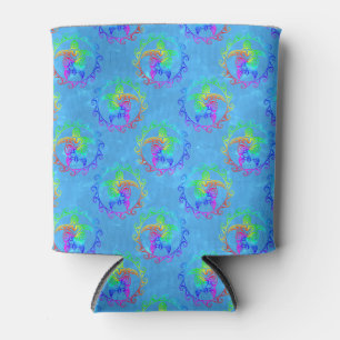 Porta-lata Tie Dye Tribal Turtle Moari Sun Light Blue