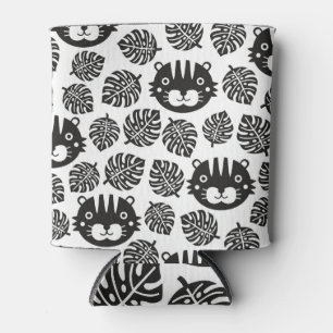 Porta-lata Tigre, folhas tropicais, padrão infantil.
