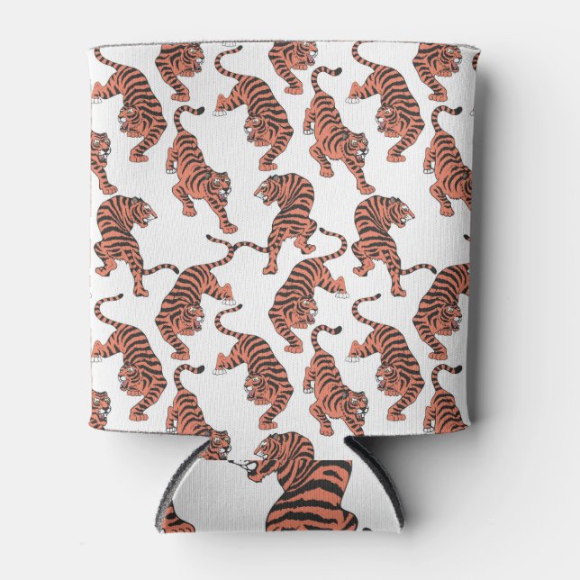 Porta-lata Tigres de colheita, padrão sem costura desenhado à (Frente)