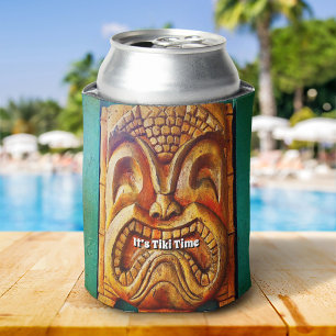 Porta-lata Tiki Time Divertido Vintage Legal Retro Tropical