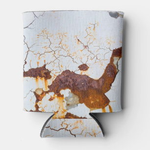 Porta-lata Tinta branca rachada, carro enferrujado.