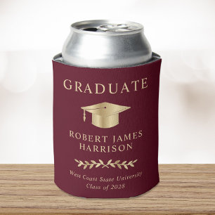 Porta-lata Toca de Formatura Elegante Vermelho Burgundy Doura