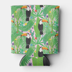 Porta-lata Tócanos tropicais, cactos, sem costura desenhados