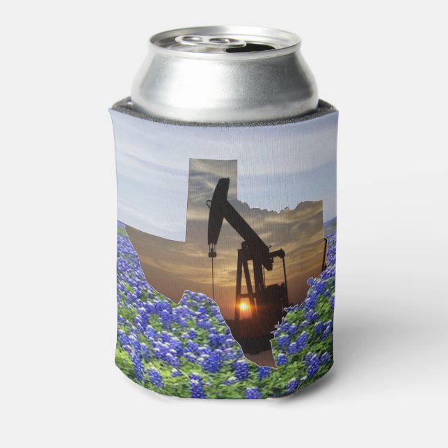 Porta-lata Tomada De Bomba De Óleo Em Forma De Texas Em Blueb (Can Back)