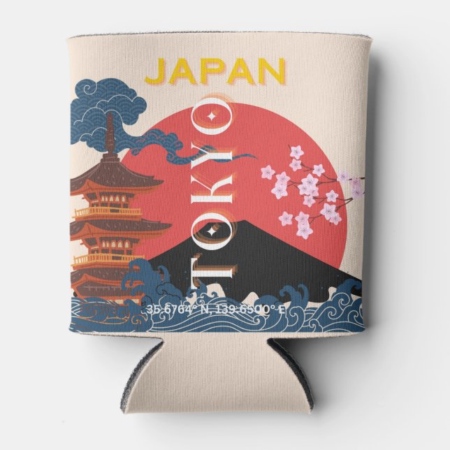 Porta-lata Tóquio Japão Viagem Art, Retro-Viagem Art (Frente)