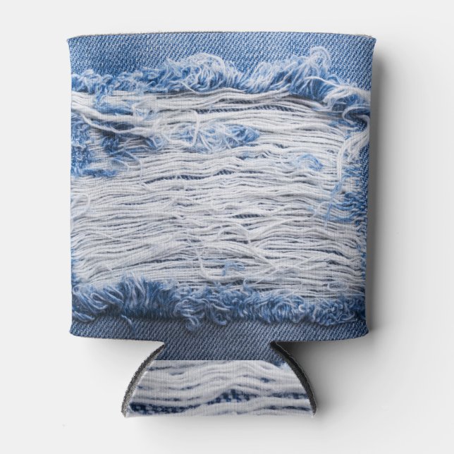 Porta-lata Torn Denim: Textura Azul (Frente)