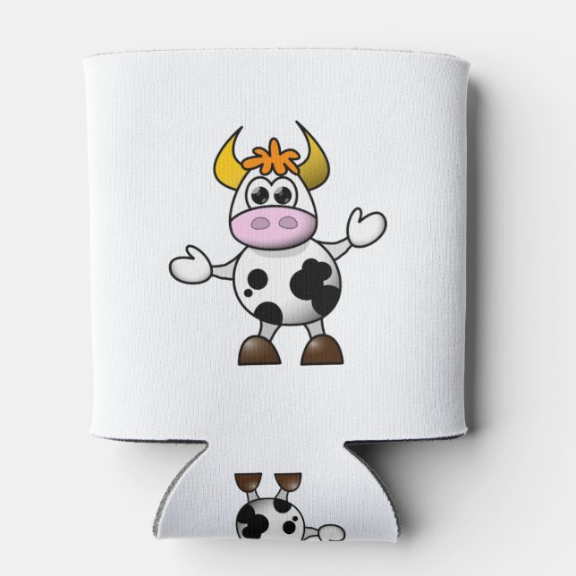 Porta-lata Touro de Vaca Preto e Branco desenhado (Traseira)