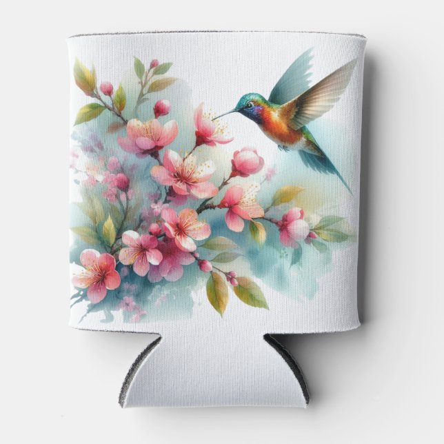 Porta-lata Trabalho de arte de pássaro-primavera (Frente)