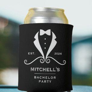 Porta-lata Traje de Smoking Preto para Despedida de Solteiro
