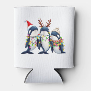 Porta-lata Três baleias Vestindo Papai Noel de Natal