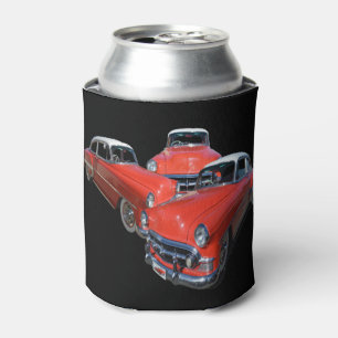 Porta-lata Três Carros Antigos Vermelhos e Brancos Elegantes,